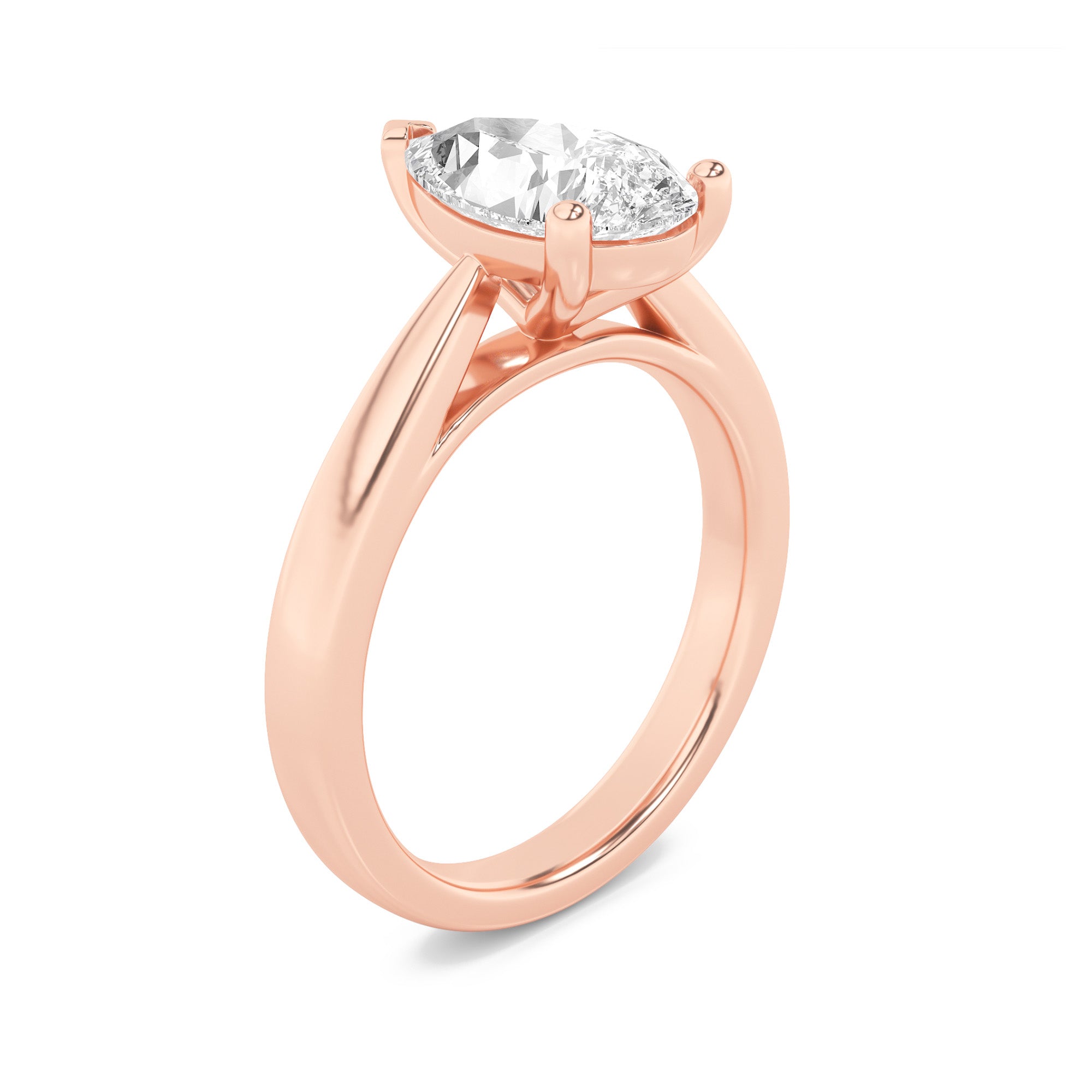 Clara Pear Solitaire - Cathedral Setting - Rose Gold Aura Diamonds