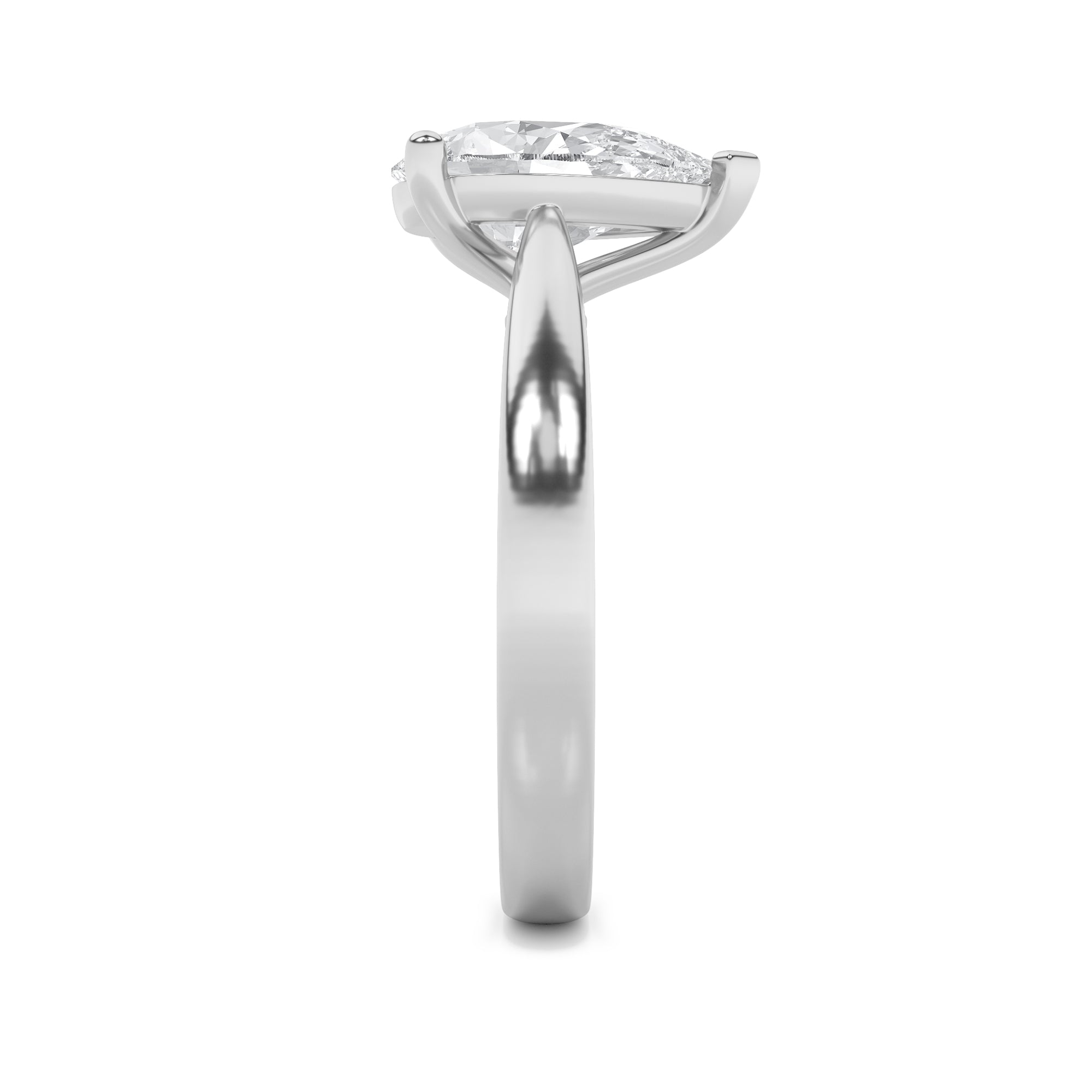 Clara Pear Solitaire - Cathedral Setting - White Gold Aura Diamonds