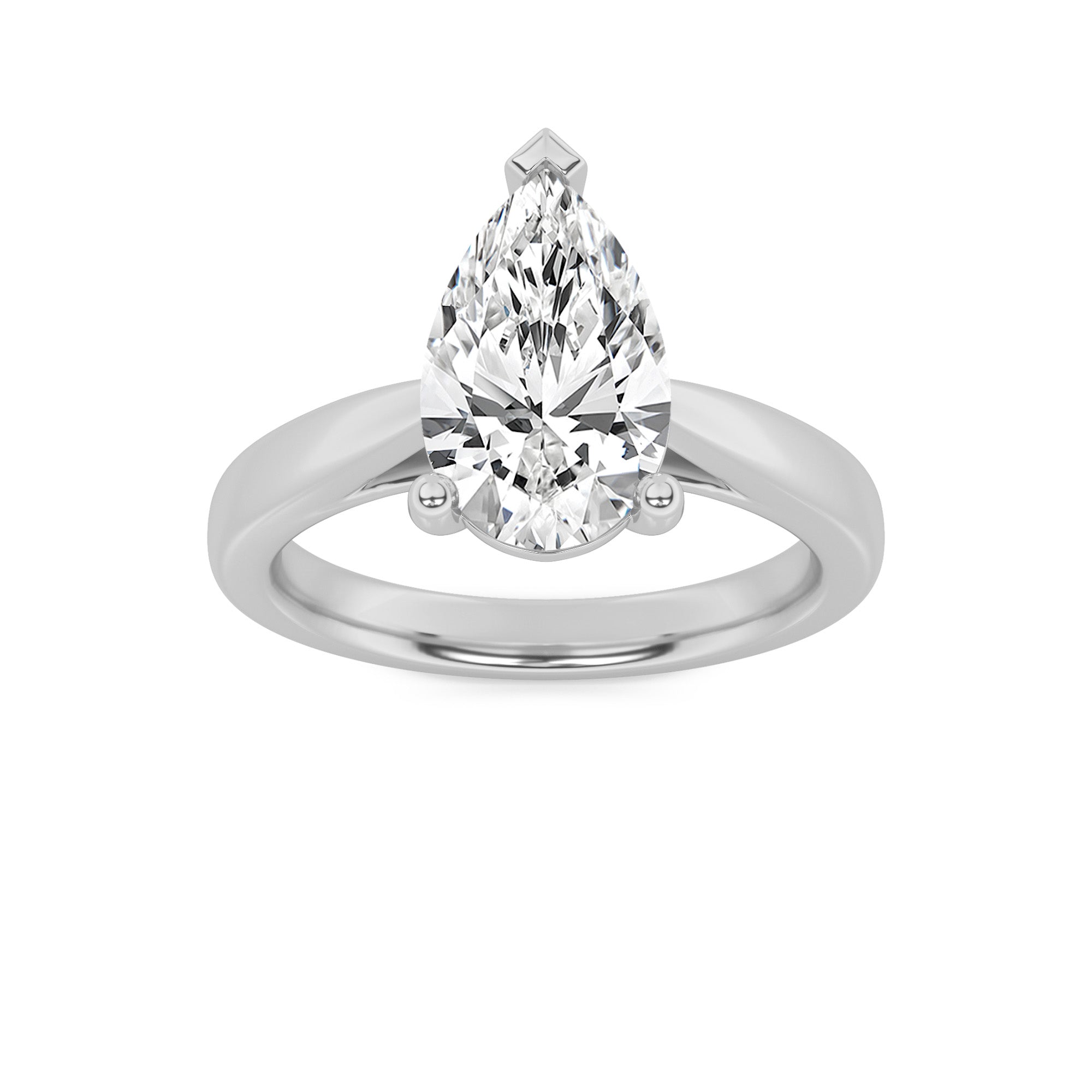 Clara Pear Solitaire - Cathedral Setting - White Gold Aura Diamonds