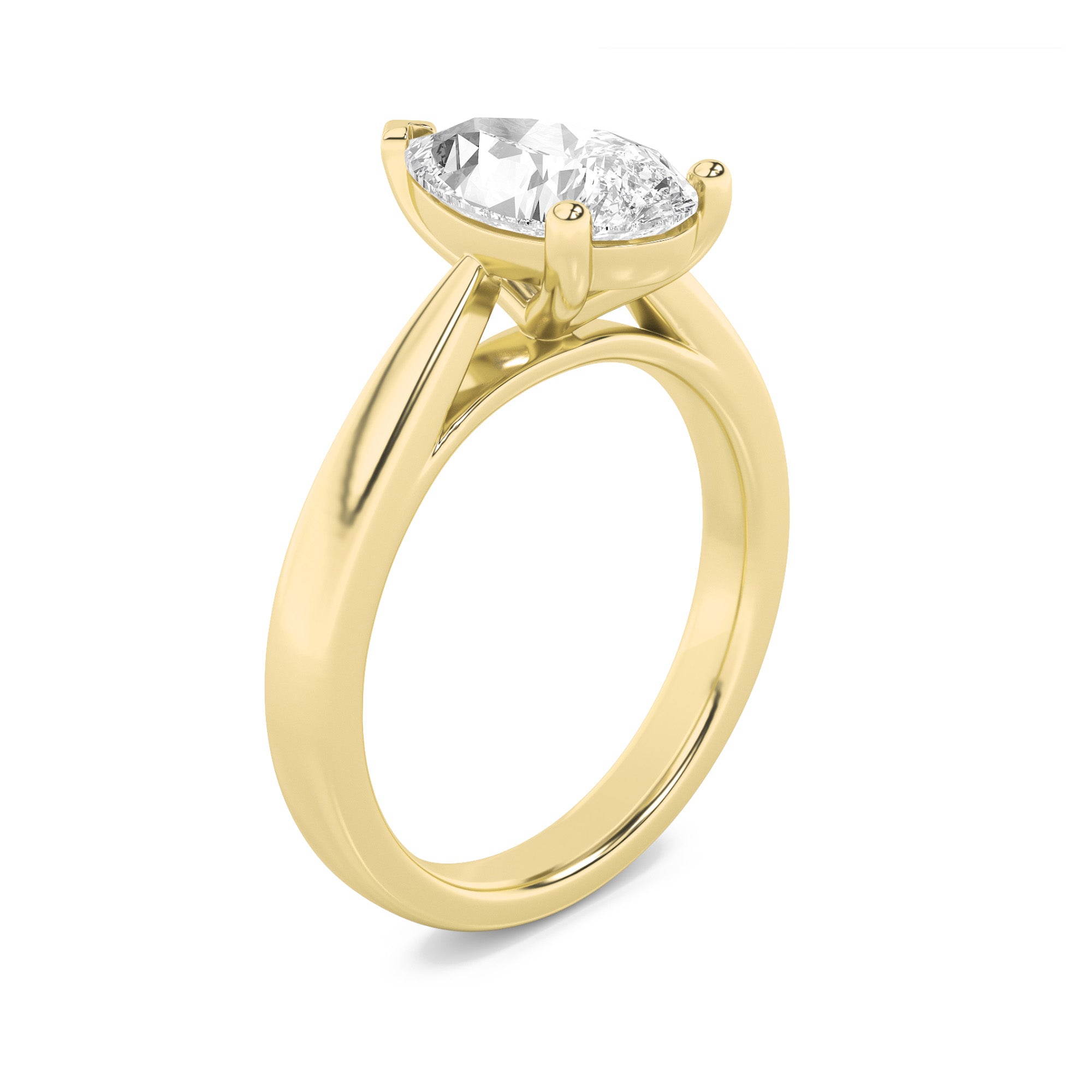 Clara Pear Solitaire - Cathedral Setting - Yellow Gold Aura Diamonds