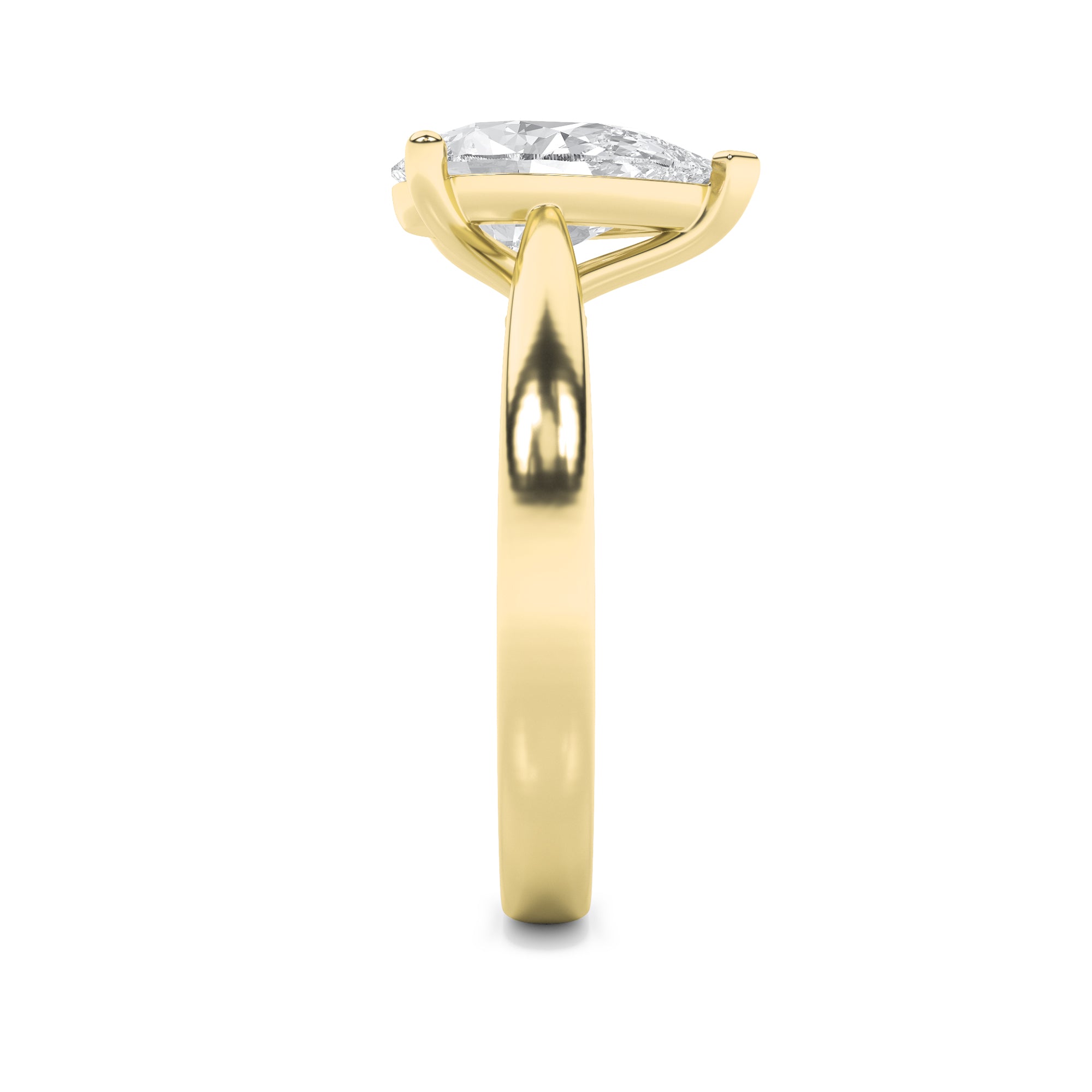Clara Pear Solitaire - Cathedral Setting - Yellow Gold Aura Diamonds
