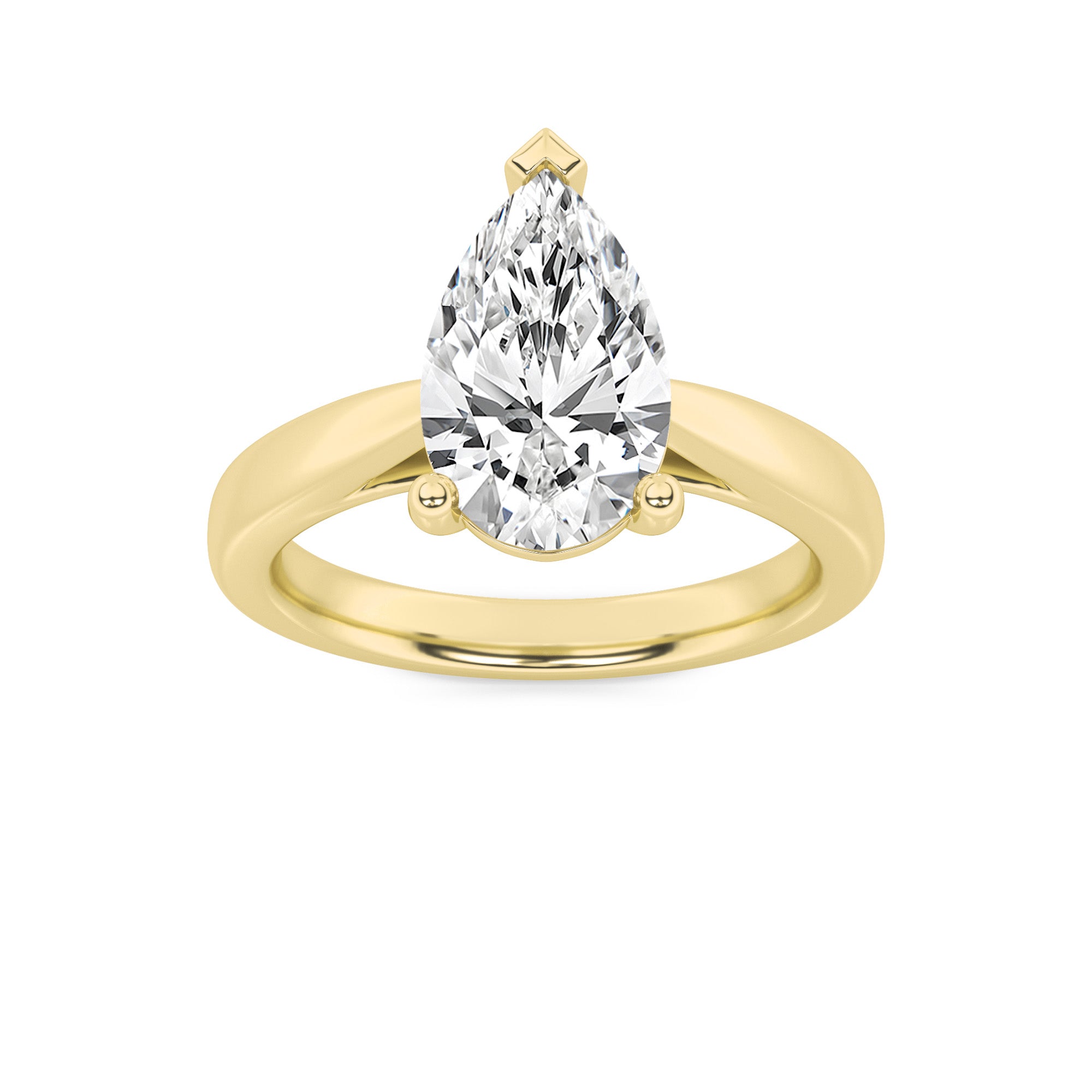 Clara Pear Solitaire - Cathedral Setting - Yellow Gold Aura Diamonds
