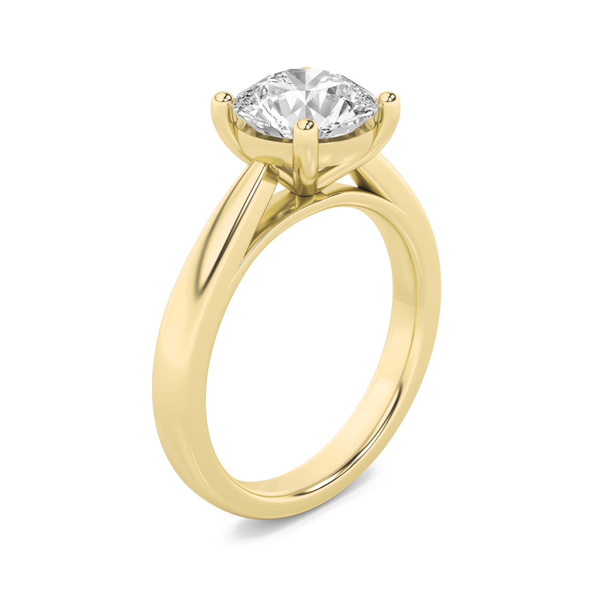 Taylor Round Cut Solitaire - Cathedral Setting - Yellow Gold Aura Diamonds