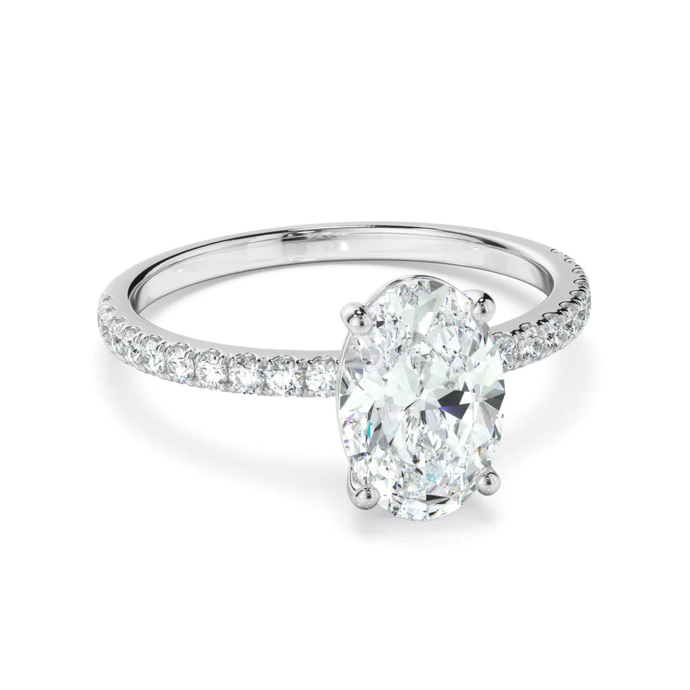 Oval Cut 2.5 Carat - Elongated Oval - Pave Band - Moissanite | Luxury Collection