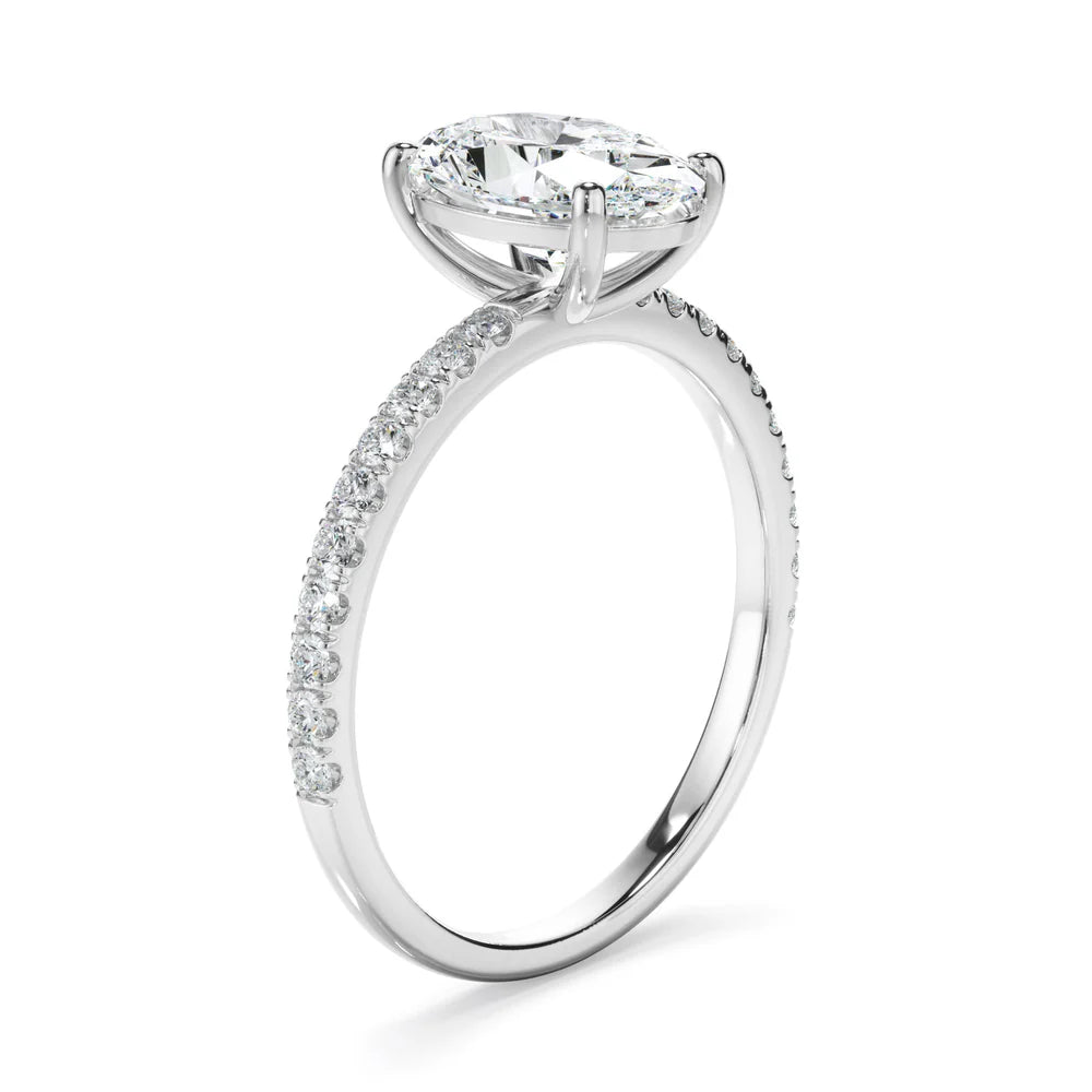 Oval Cut 2.5 Carat - Elongated Oval - Pave Band - Moissanite | Luxury Collection