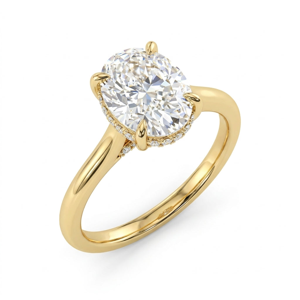 Oval Hidden Halo Solitaire | 1ct to 4.5ct Moissanite