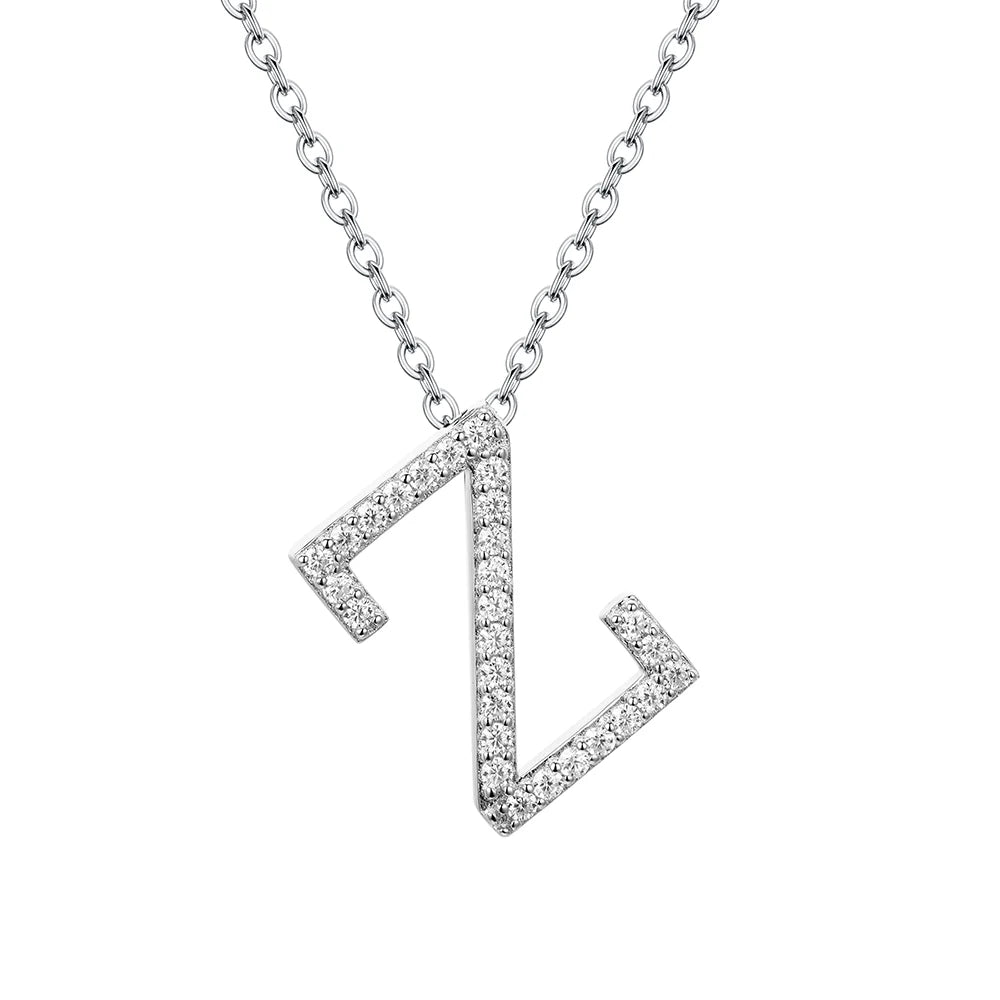 A to Z Moissanite Initial Necklace – Personalized Letter Charm Pendant Aura Diamonds