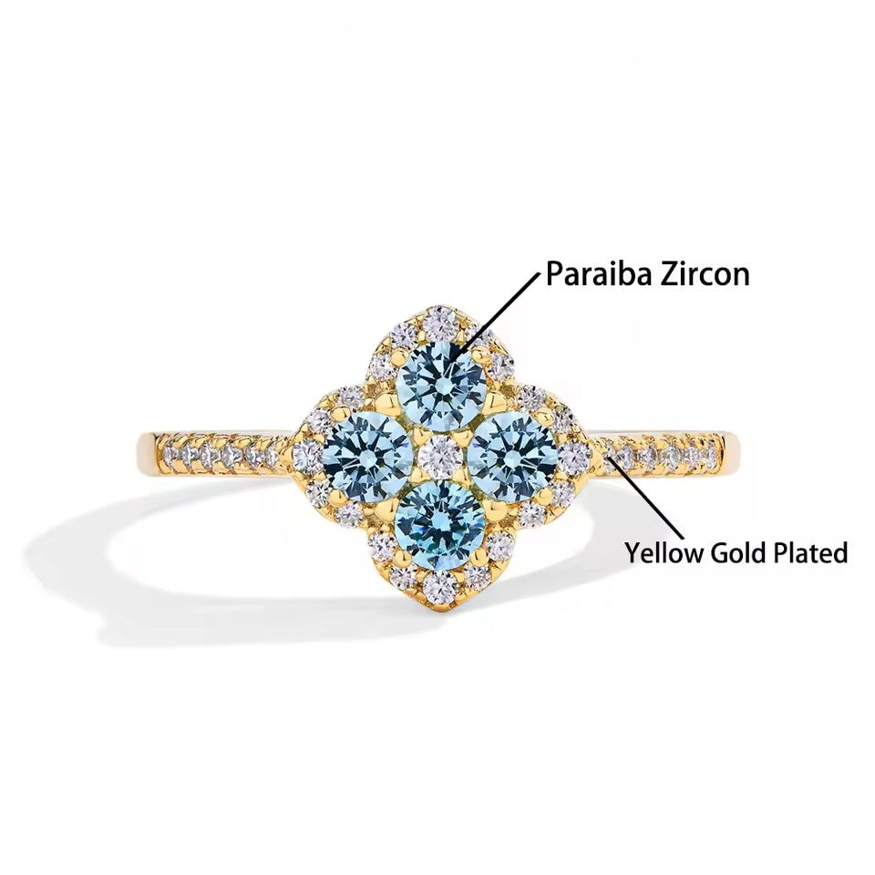 Elegant Clover Leaf Cocktail Ring with Pave Band Aura Diamonds