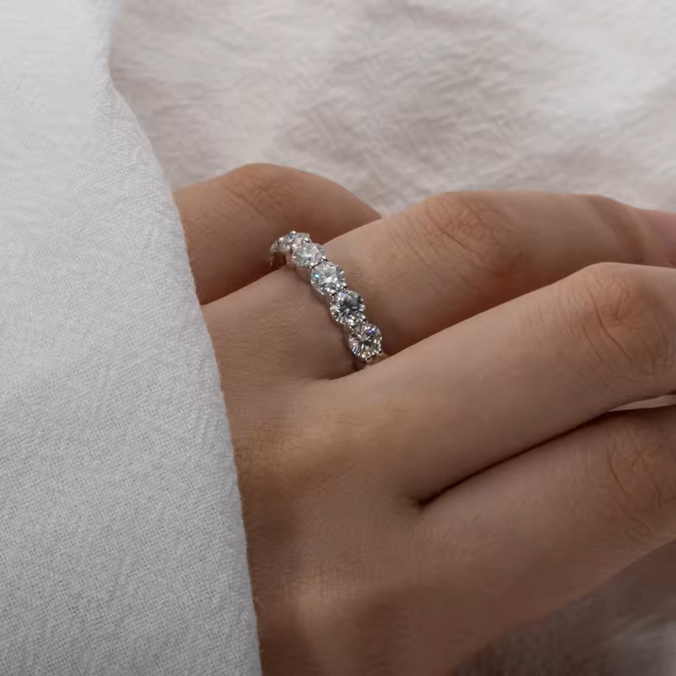 Aura 4MM Eternity Band - Sterling Silver - Moissanite