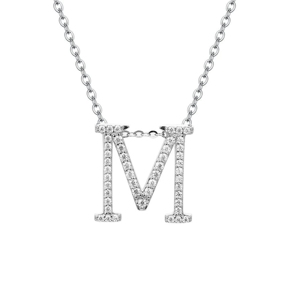 A to Z Moissanite Initial Necklace – Personalized Letter Charm Pendant