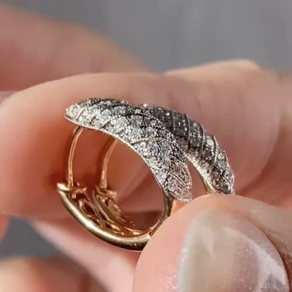 Elegant Diamond Hoop Earrings - 14K 18K Solid Gold - Lab Diamond Aura Diamonds