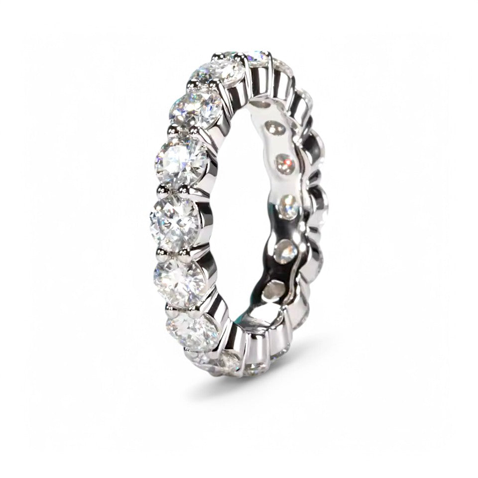 Aura 4MM Eternity Band - Sterling Silver - Moissanite Aura Diamonds