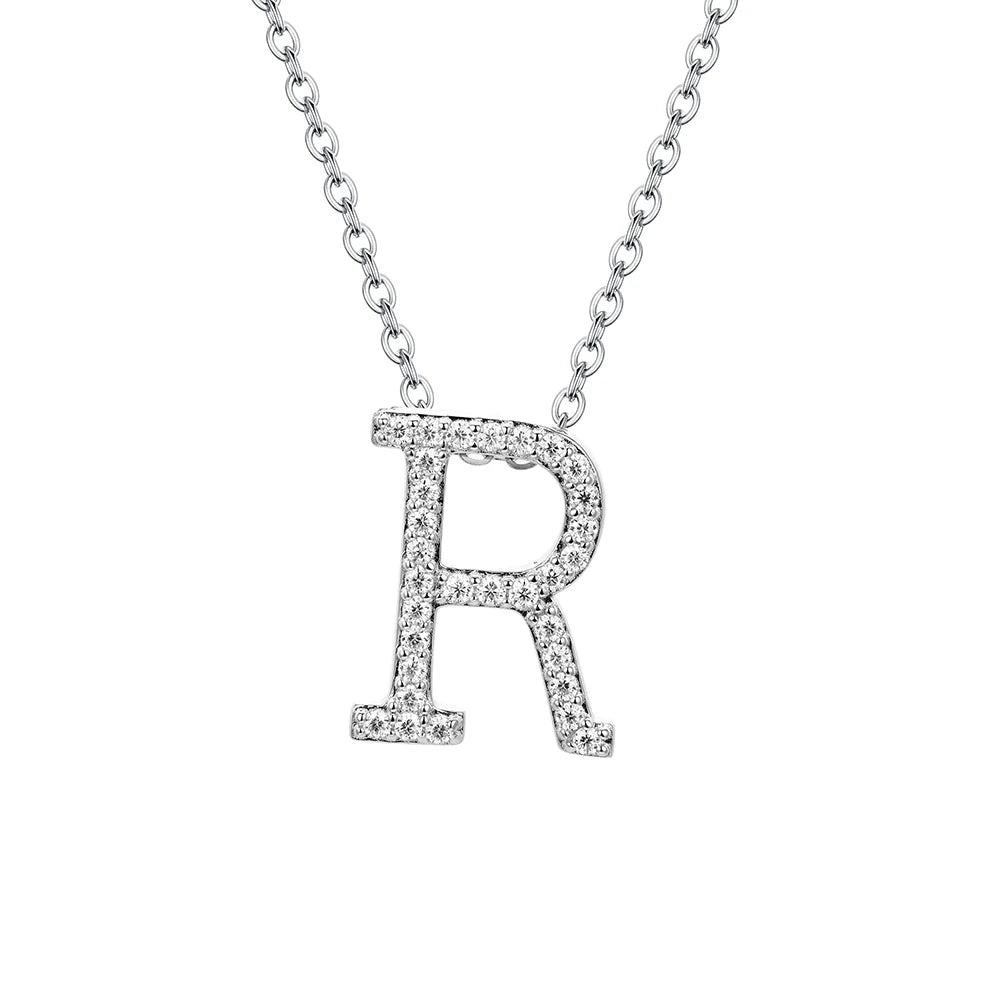 A to Z Moissanite Initial Necklace – Personalized Letter Charm Pendant