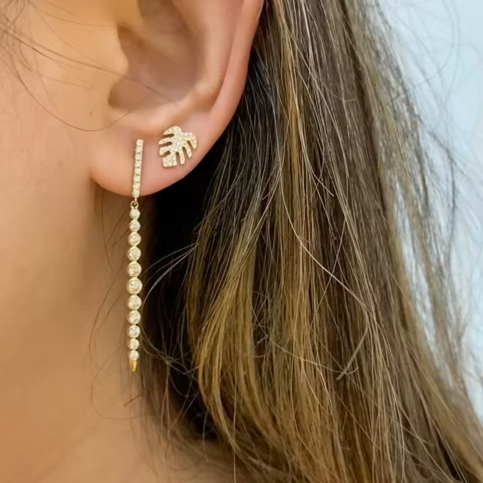 Timeless Dangle Earrings -14K 18K Solid Gold - Moissanite | Luxury Collection