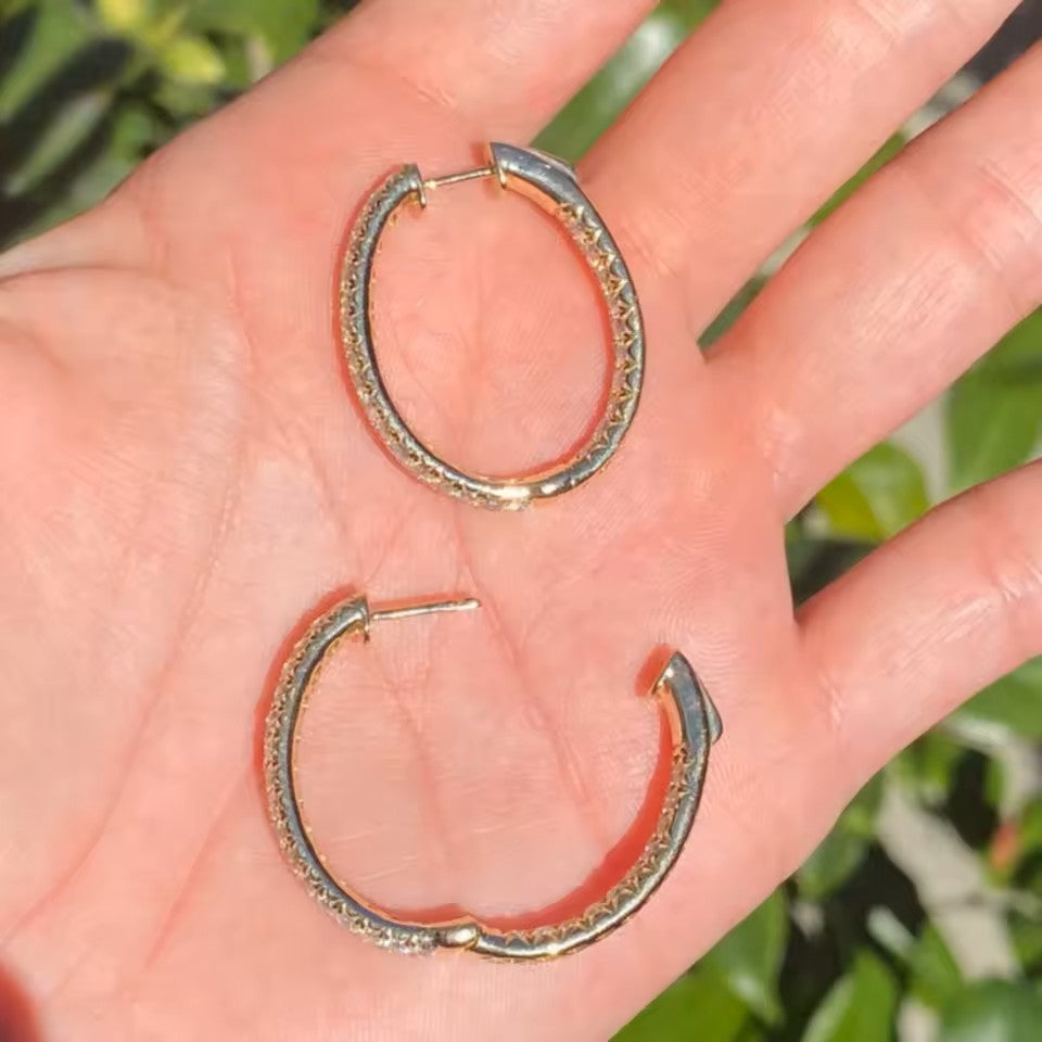 Luxury Hoop Earrings -14K 18K Solid Gold - Moissanite | Luxury Collection Aura Diamonds