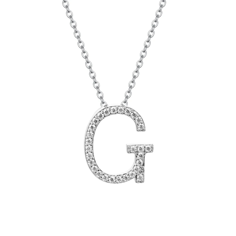 A to Z Moissanite Initial Necklace – Personalized Letter Charm Pendant