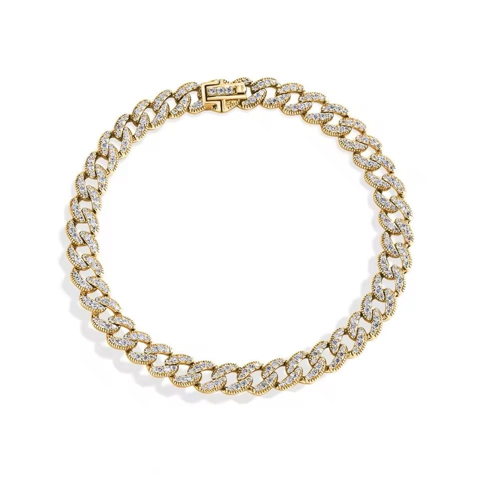 Luxury Cuban-Link Bracelet - Gold/White Gold - Moissanite