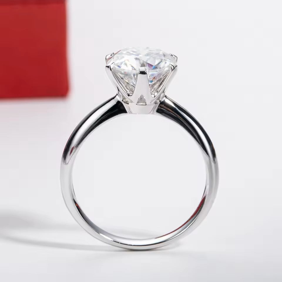 14K Gold - 3 Carat Eternity Solitaire Ring - Round Brilliant Cut Moissanite | Luxury Collection Aura Diamonds