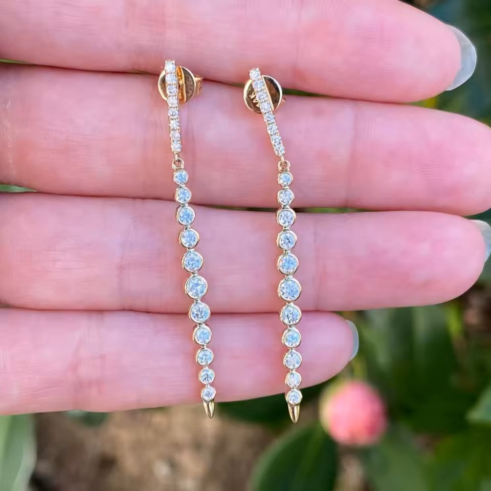 Timeless Dangle Earrings -14K 18K Solid Gold - Moissanite | Luxury Collection