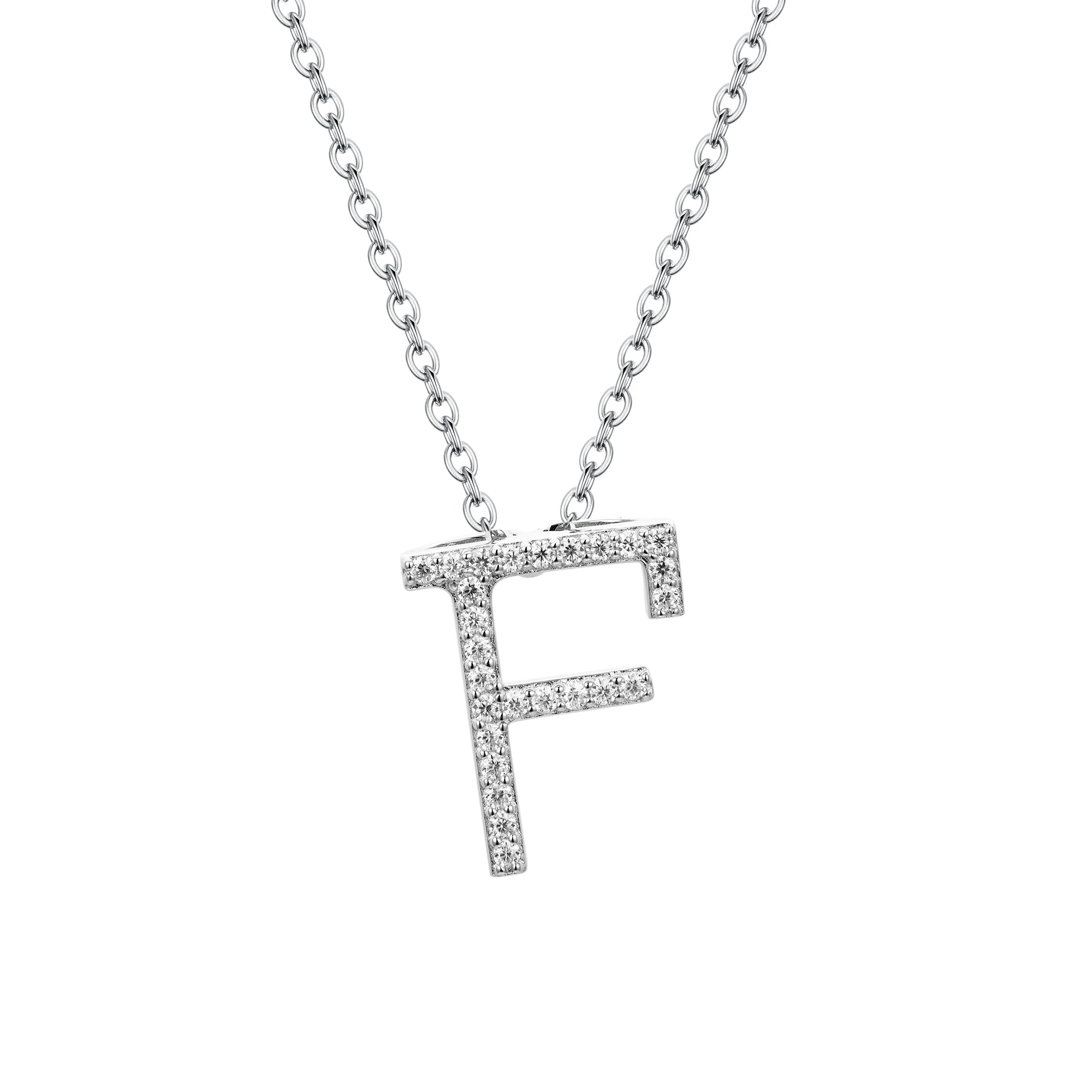 A to Z Moissanite Initial Necklace – Personalized Letter Charm Pendant Aura Diamonds