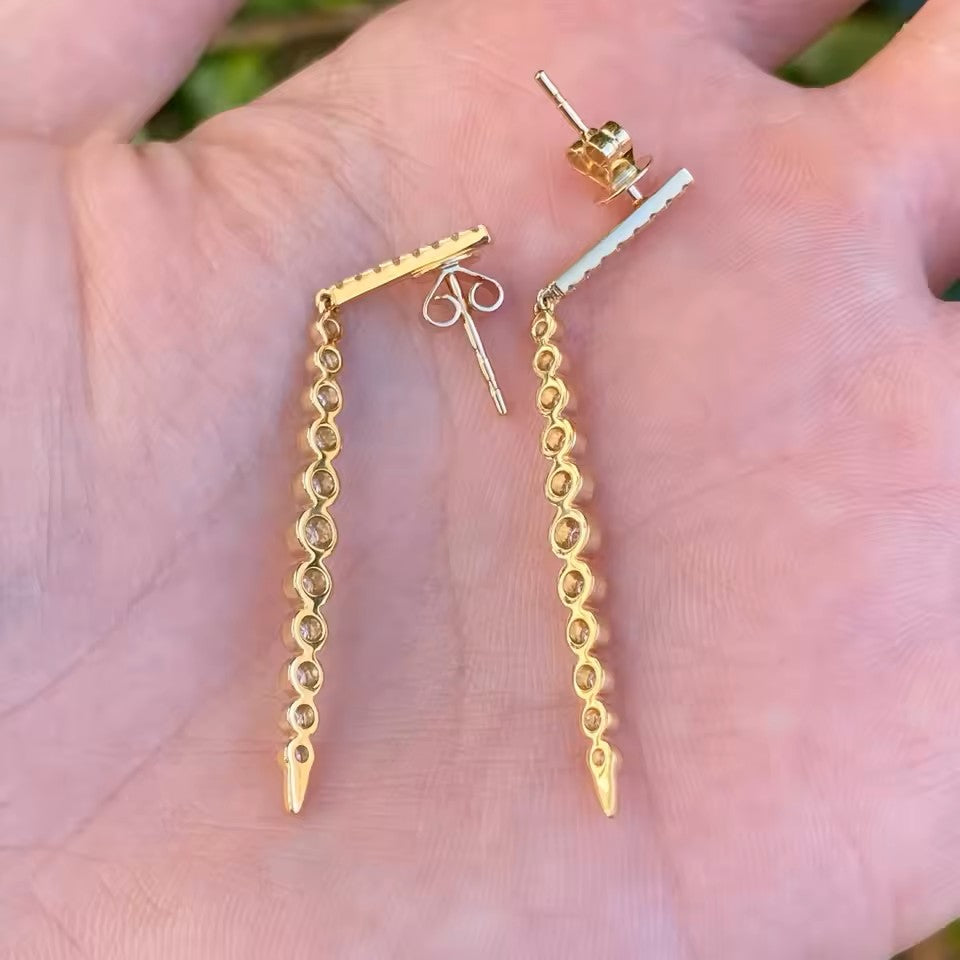 Timeless Dangle Earrings -14K 18K Solid Gold - Moissanite | Luxury Collection