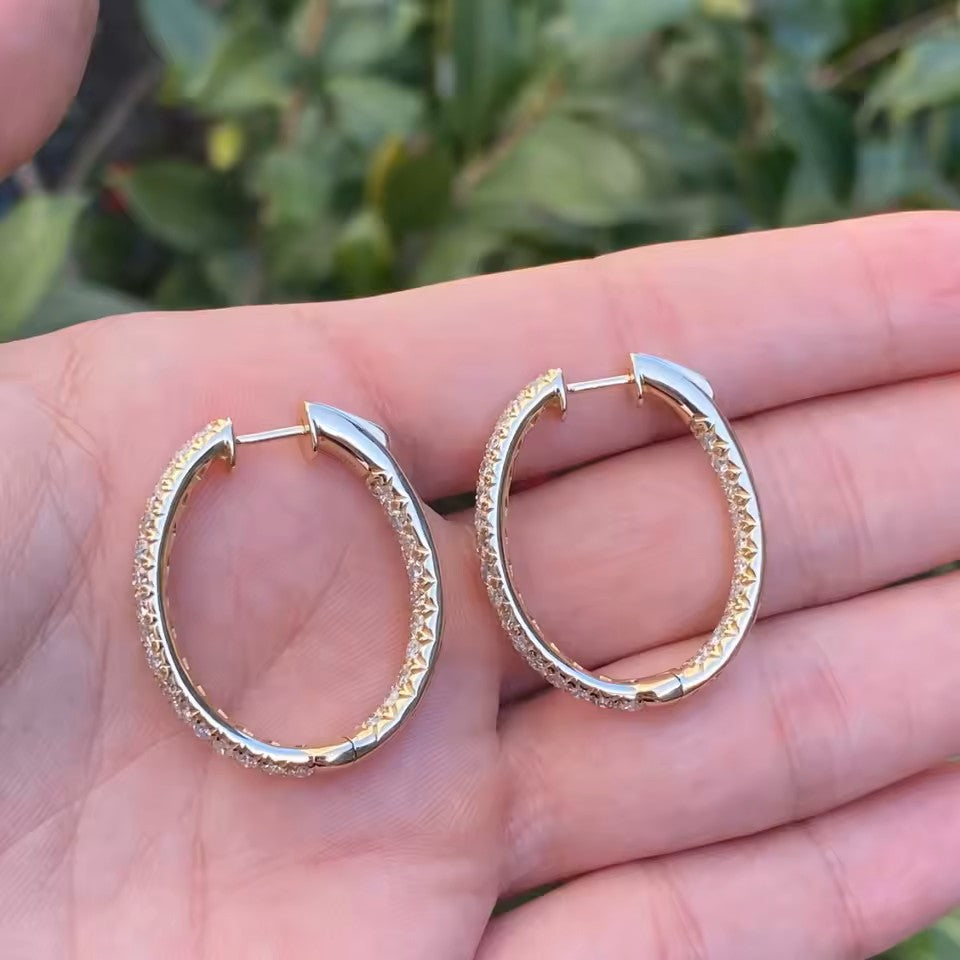 Luxury Hoop Earrings -14K 18K Solid Gold - Moissanite | Luxury Collection Aura Diamonds