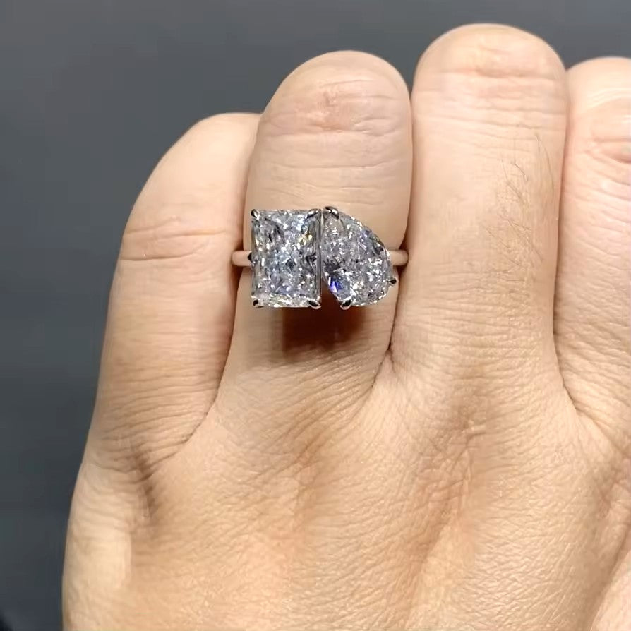 Aura Toi et Moi Radiant Pear Cut 5.65 Carat with Hidden Halo | 9K 14K 18K Solid Gold | Moissanite | Luxury Collection Aura Diamonds