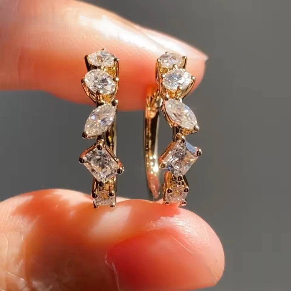 Luxury Kiara Hoop Earrings -14K 18K Solid Gold - Moissanite | Luxury Collection