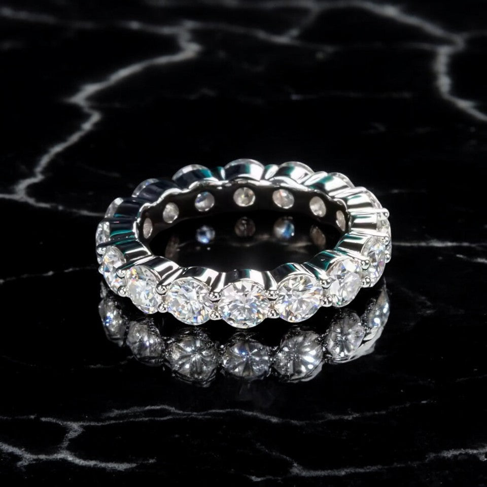 Aura 4MM Eternity Band - Sterling Silver - Moissanite Aura Diamonds
