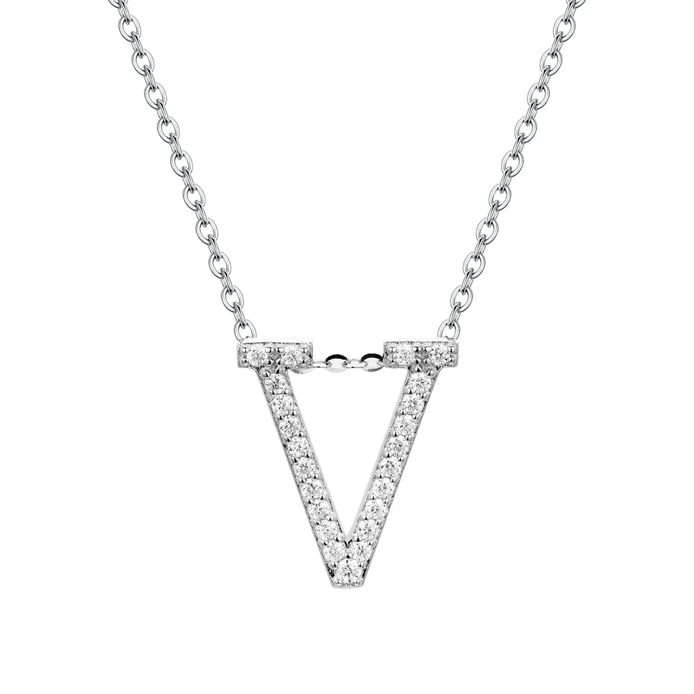 A to Z Moissanite Initial Necklace – Personalized Letter Charm Pendant