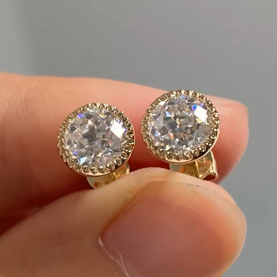 Elegant 2 Carat European Stud Earrings - 14K 18K Solid Gold - Moissanite | Luxury Collection Aura Diamonds