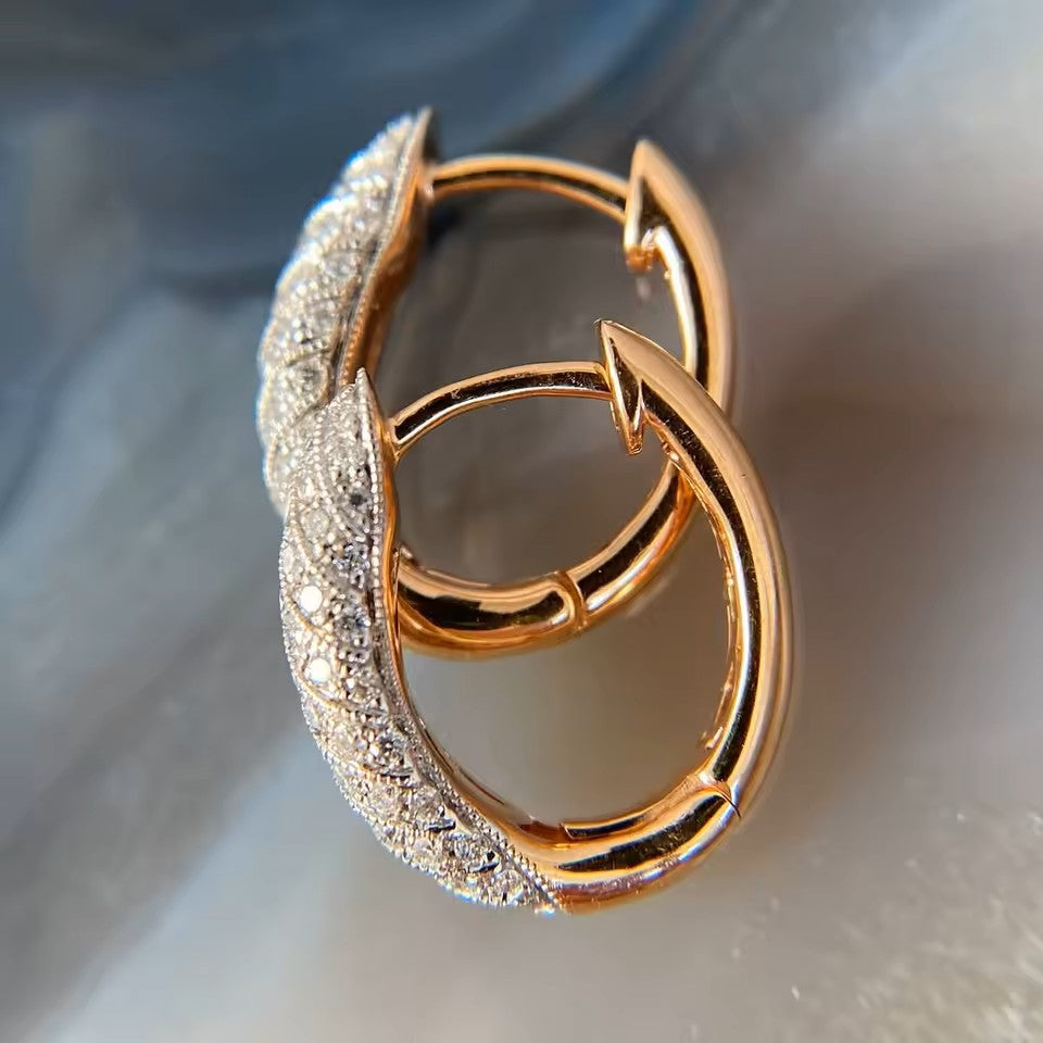 Elegant Diamond Hoop Earrings - 14K 18K Solid Gold - Lab Diamond Aura Diamonds