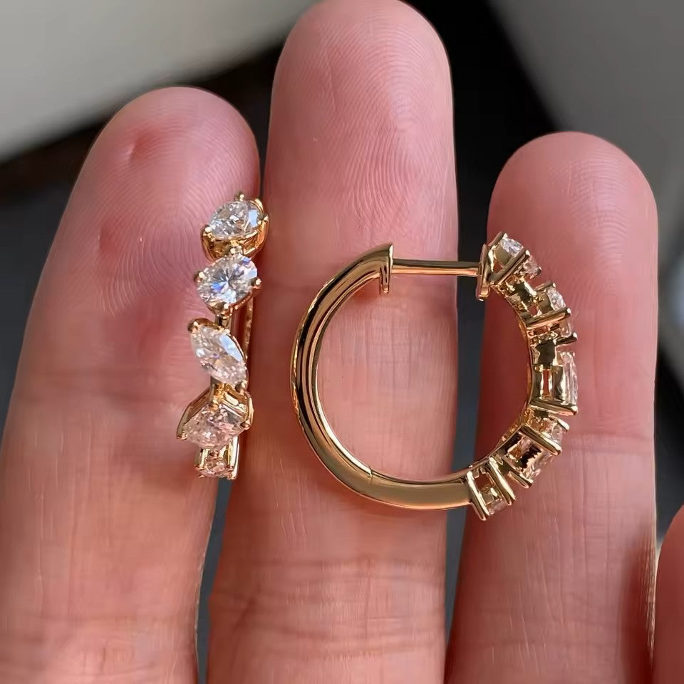 Luxury Kiara Hoop Earrings -14K 18K Solid Gold - Moissanite | Luxury Collection
