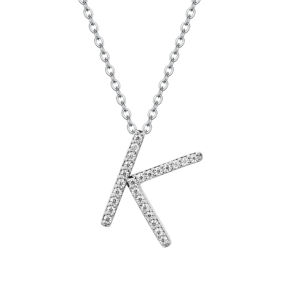 A to Z Moissanite Initial Necklace – Personalized Letter Charm Pendant