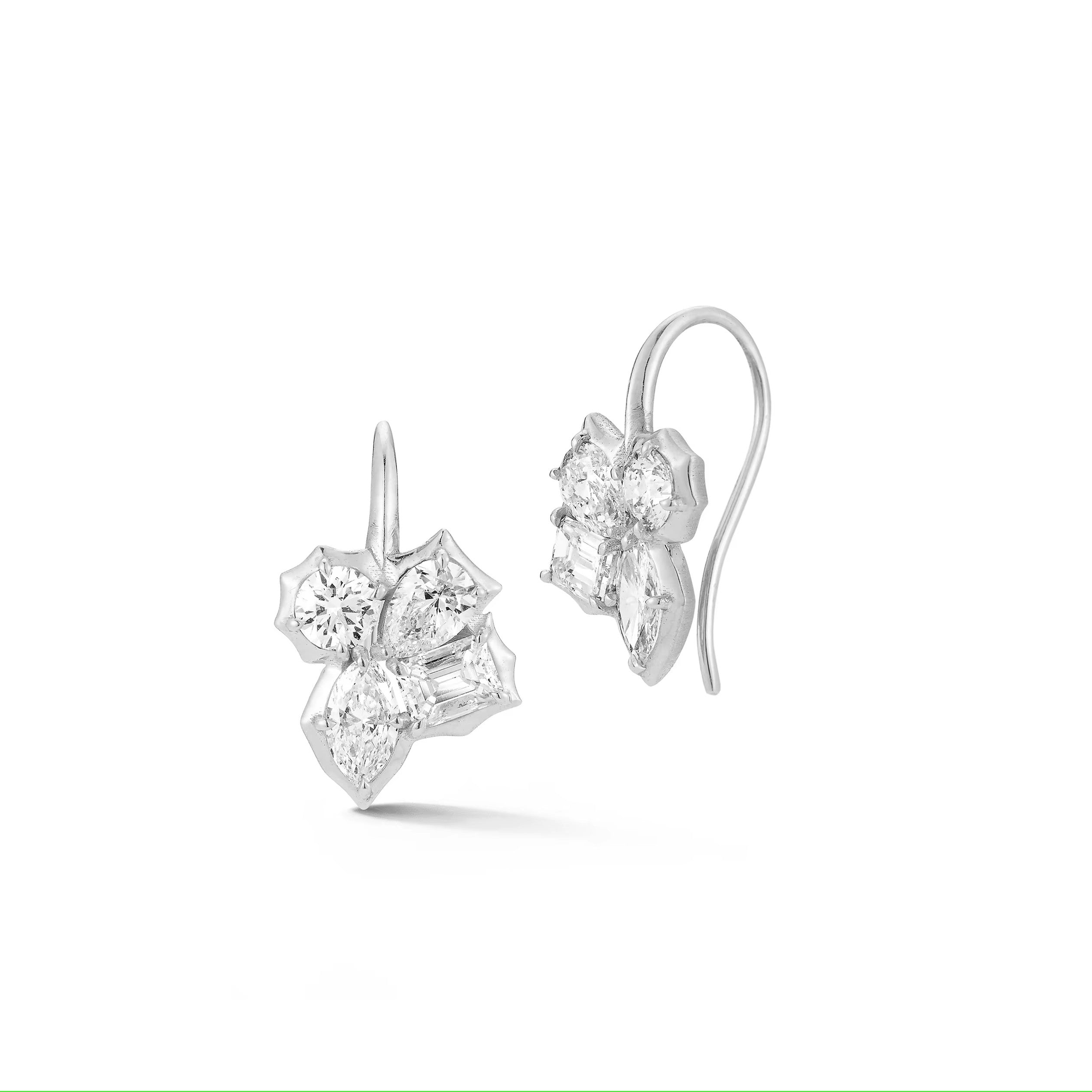 Dazzling 3 Carat Cluster Earrings - Emerald, Round, Pear & Marquise - Luxury Moissanite Collection Aura Diamonds