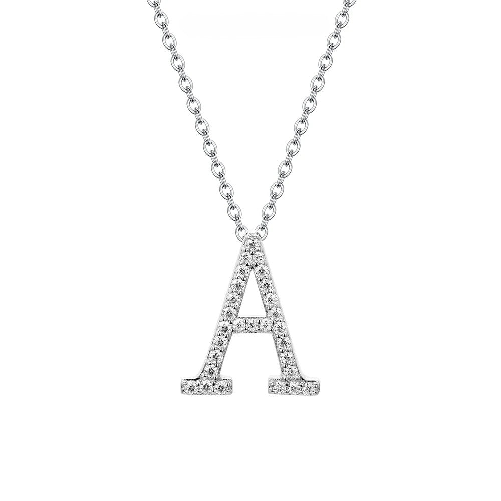 A to Z Moissanite Initial Necklace – Personalized Letter Charm Pendant