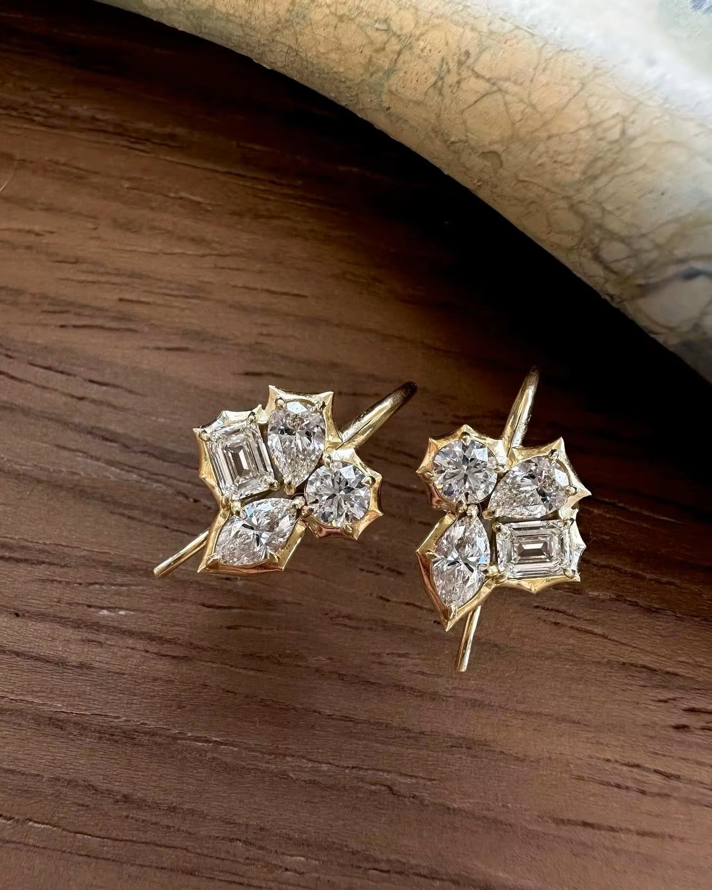 Dazzling 3 Carat Cluster Earrings - Emerald, Round, Pear & Marquise - Luxury Moissanite Collection Aura Diamonds