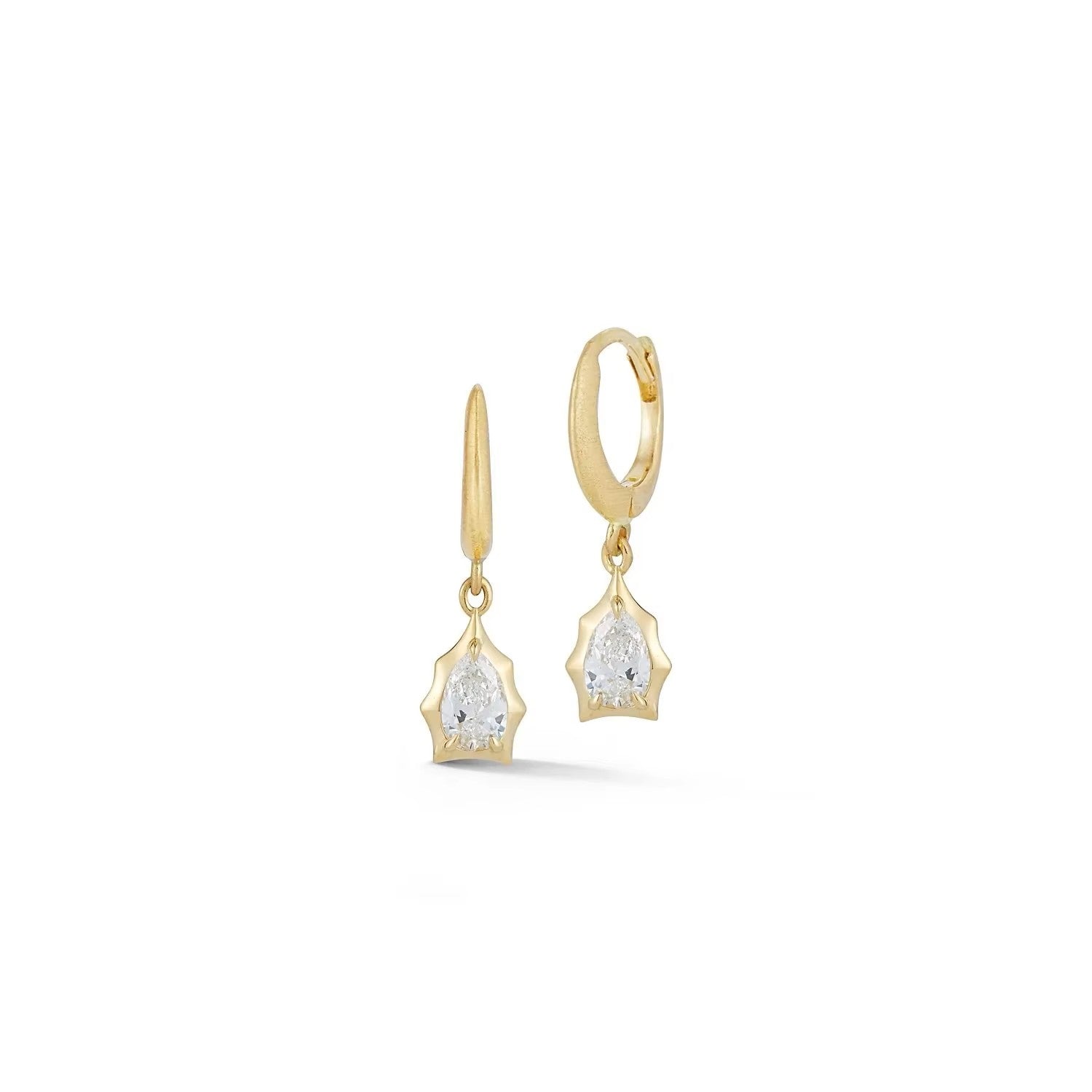 Luxe Blossom Drop Hoop Earrings - Pear Cut - Luxury Moissanite Collection Aura Diamonds