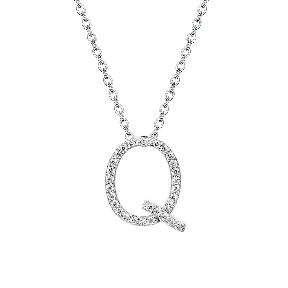 A to Z Moissanite Initial Necklace – Personalized Letter Charm Pendant Aura Diamonds