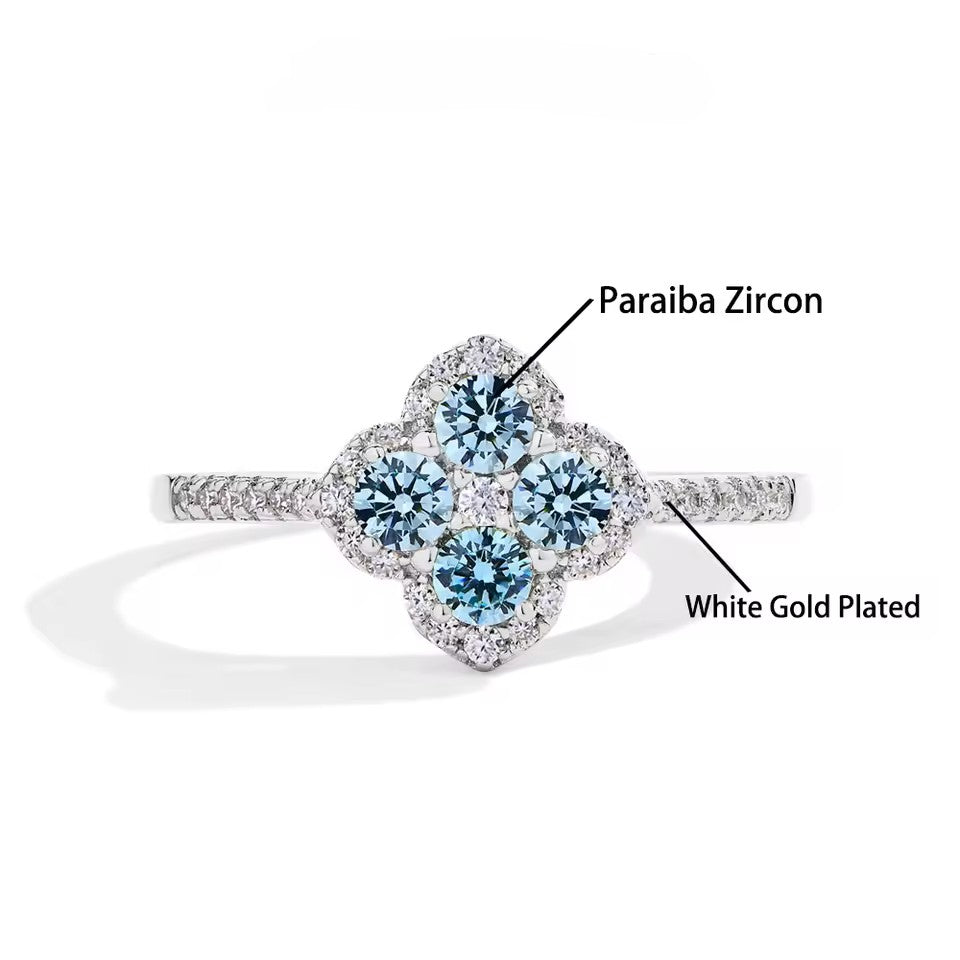 Elegant Clover Leaf Cocktail Ring with Pave Band Aura Diamonds