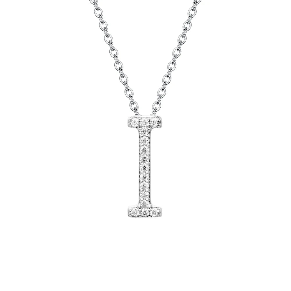 A to Z Moissanite Initial Necklace – Personalized Letter Charm Pendant