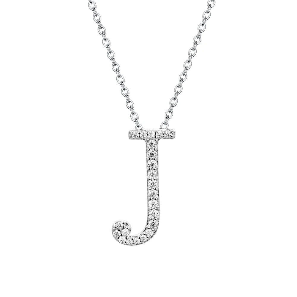 A to Z Moissanite Initial Necklace – Personalized Letter Charm Pendant