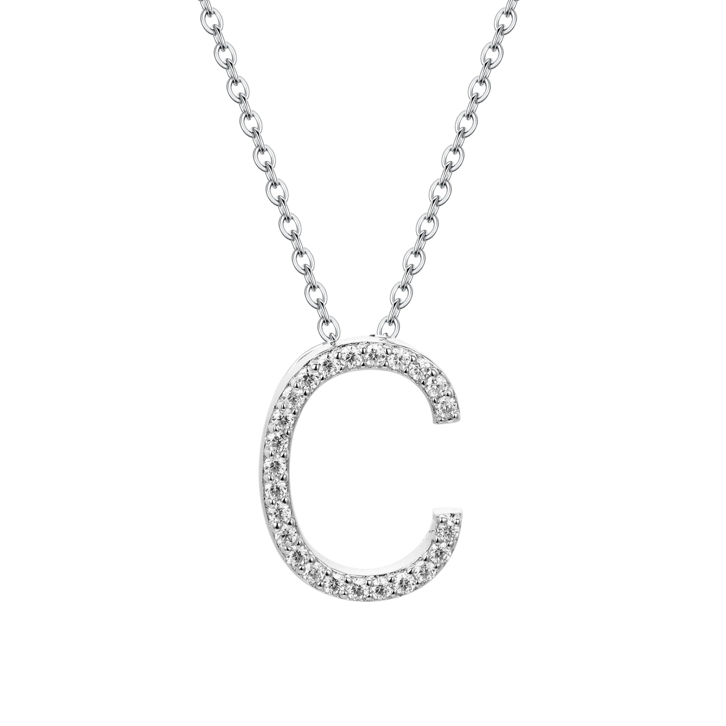 A to Z Moissanite Initial Necklace – Personalized Letter Charm Pendant Aura Diamonds