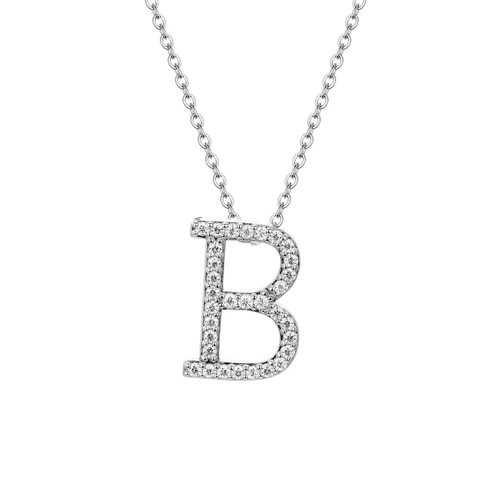 A to Z Moissanite Initial Necklace – Personalized Letter Charm Pendant