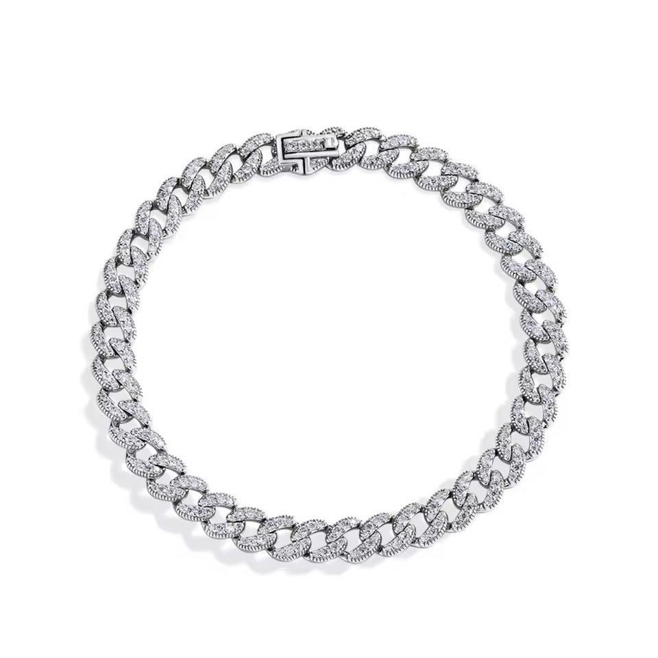 Luxury Cuban-Link Bracelet - Gold/White Gold - Moissanite