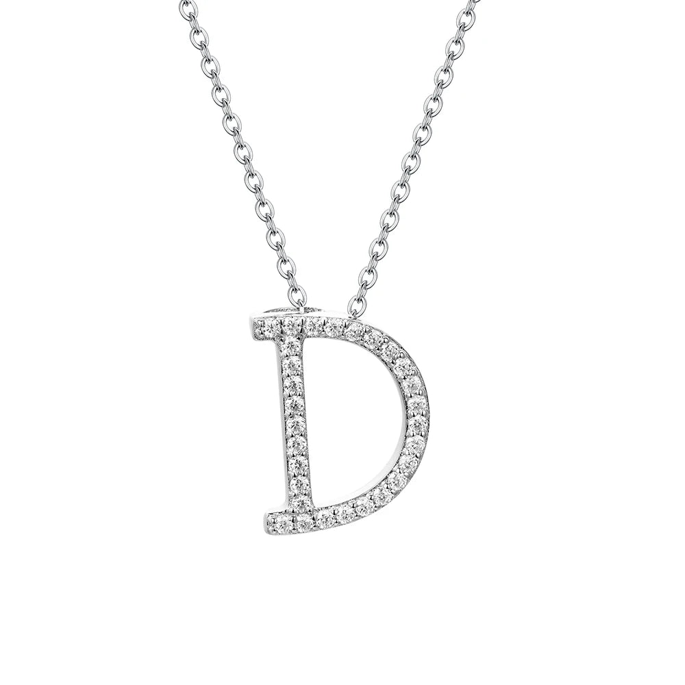 A to Z Moissanite Initial Necklace – Personalized Letter Charm Pendant