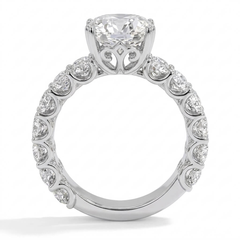 Cushion Moissanite Double Row Pavé Ring | 3ct