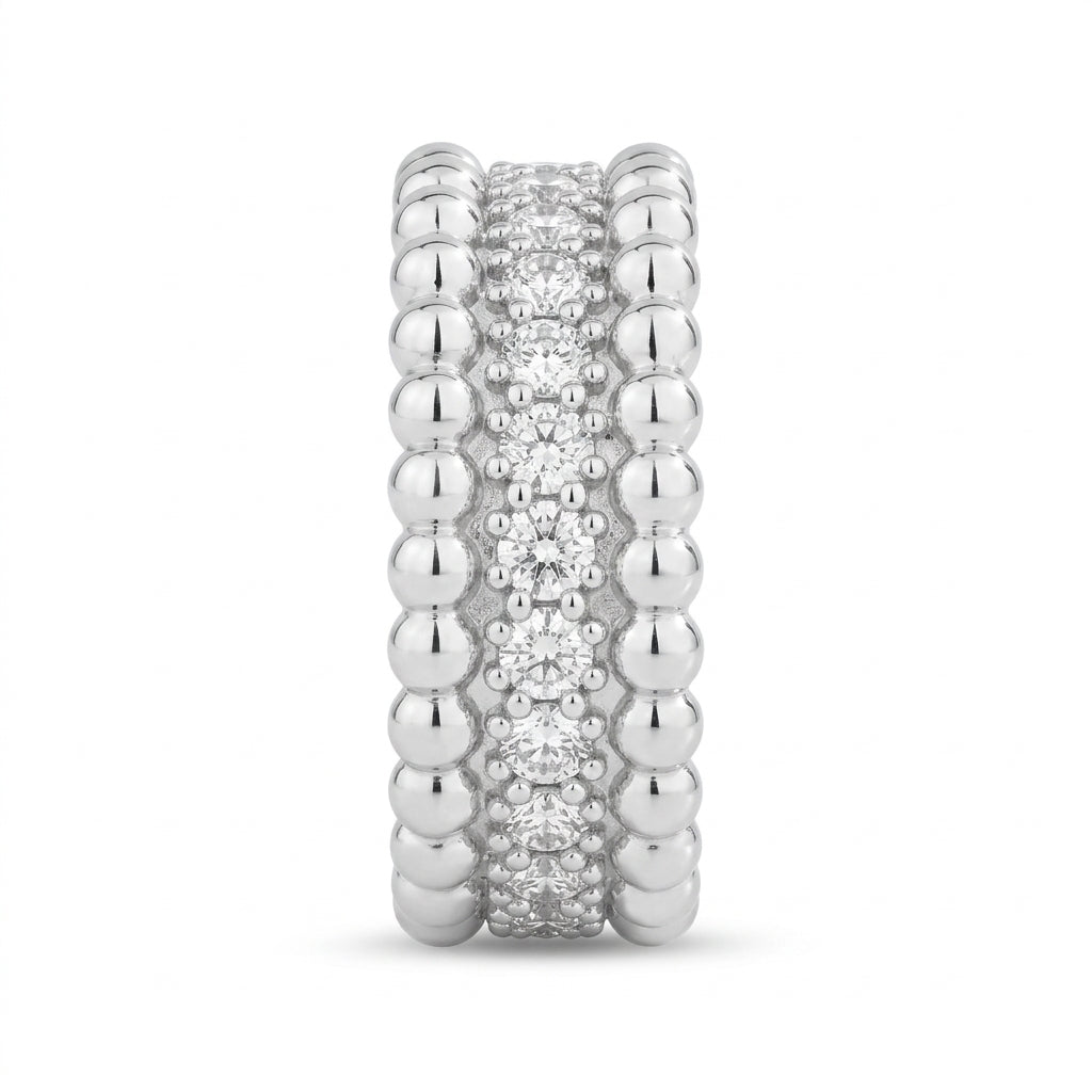 Ivy Beaded Moissanite Band | Sterling Silver