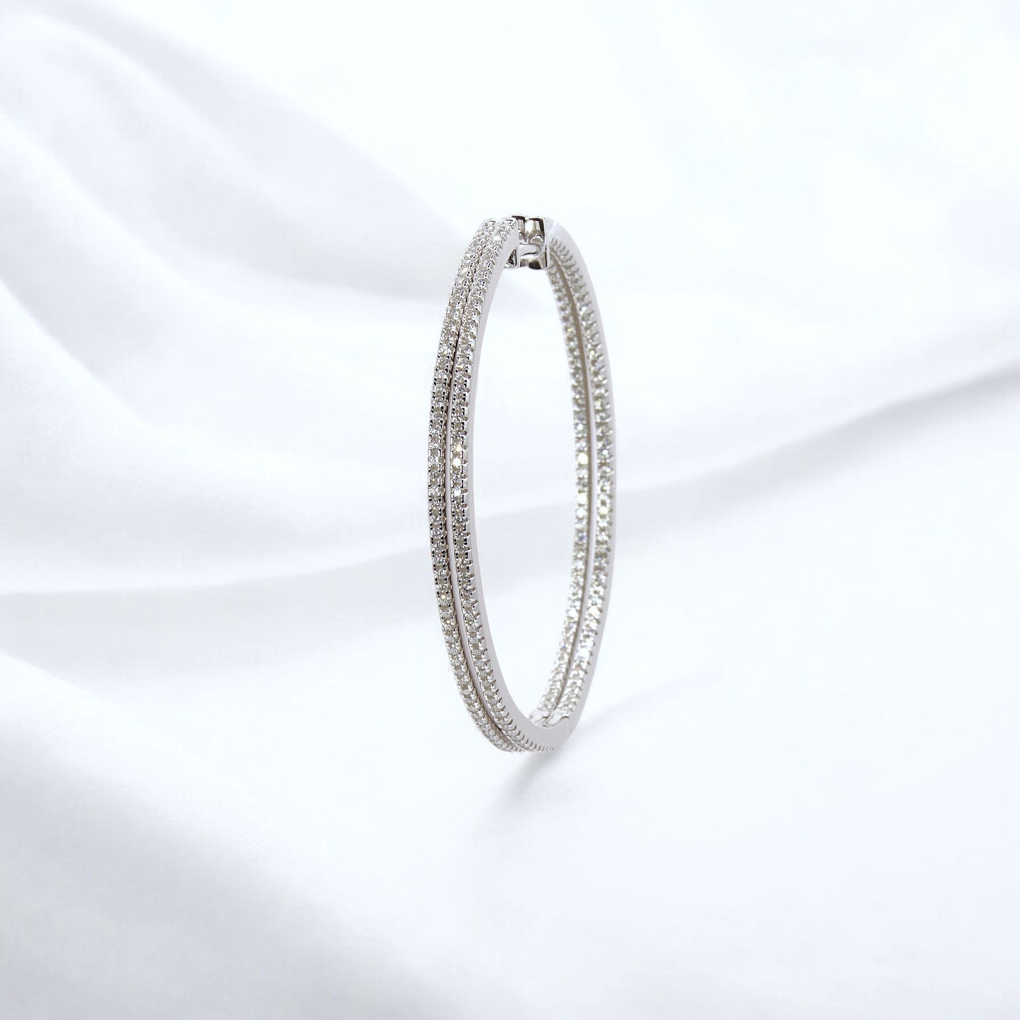 Luxury Aura Large Hoop Earrings - Moissanite - Sterling Silver (Rhodium Plated) Aura Diamonds