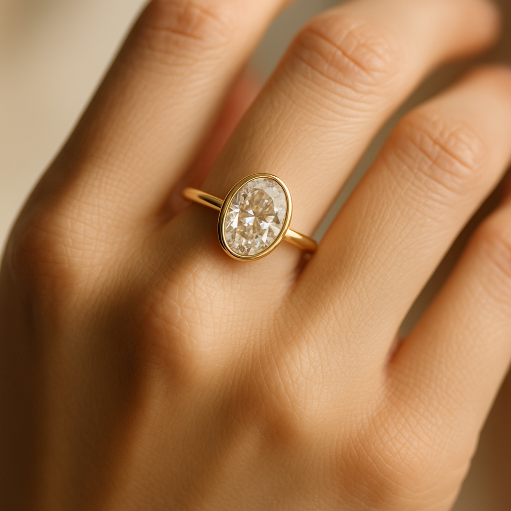Isla Oval Bezel Lab Diamond Engagement Ring Aura Diamonds